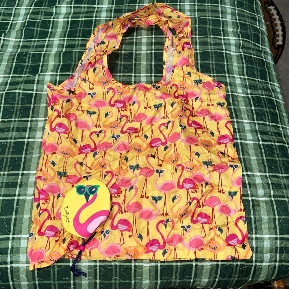 Thirty-One Yellow and Pink Flamingo Tote Bag